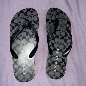 Coach Signature Black and Grey Flip Flops